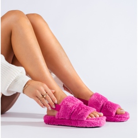 Chaussons fourrure femme fuchsia Shelovet rose 1