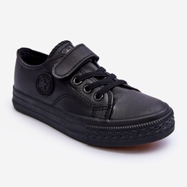 PE1 Baskets Velcro Enfant Noir Delmara 1