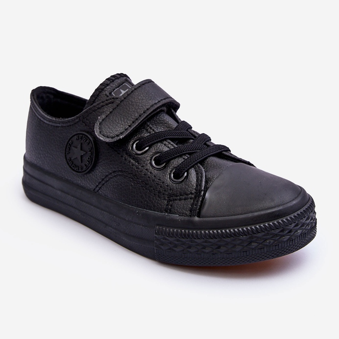PE1 Baskets Velcro Enfant Noir Delmara le noir 1
