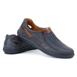 Olivier Mocassins homme en cuir pour l'été 602 bleu marine 4