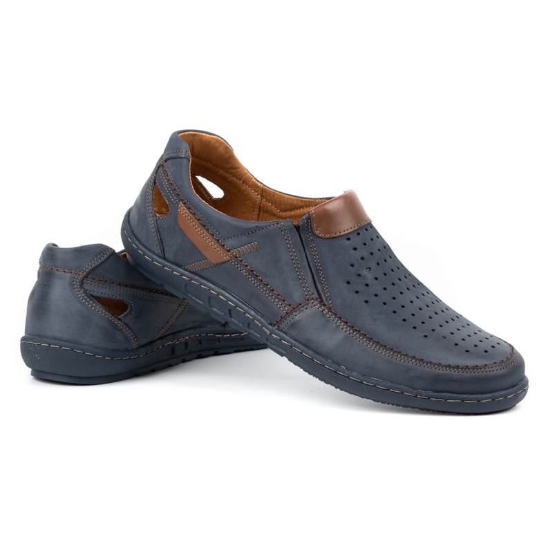 Olivier Mocassins homme en cuir pour l'été 602 bleu marine 4