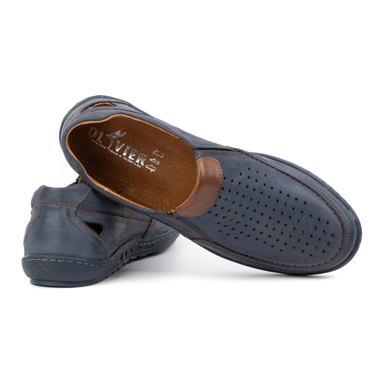 Olivier Mocassins homme en cuir pour l'été 602 bleu marine 2