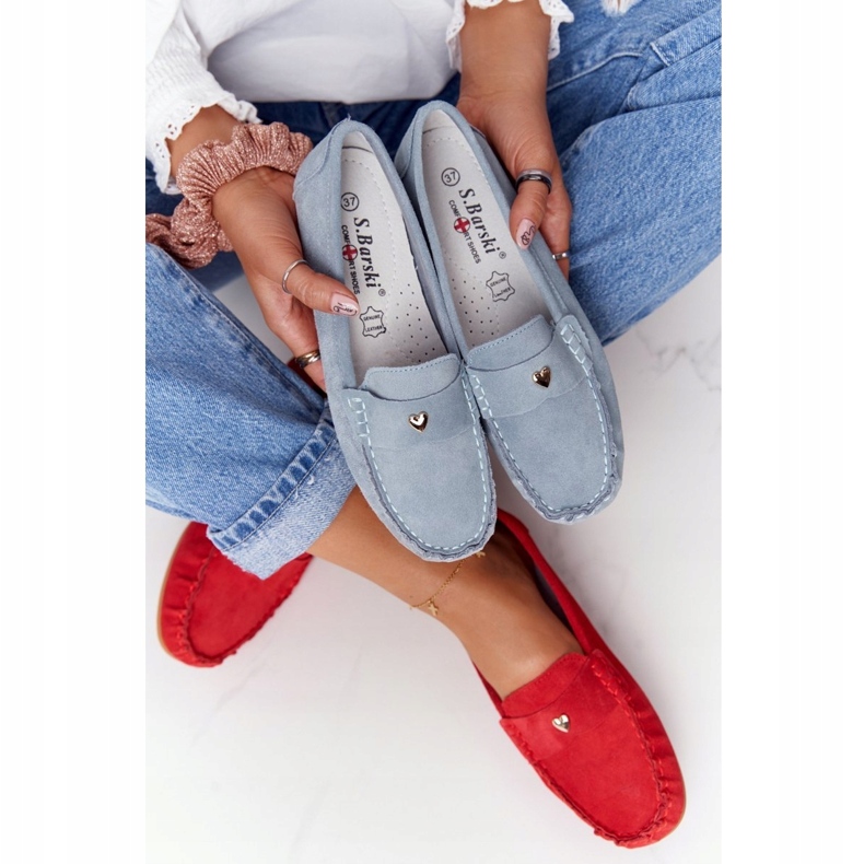 S.Barski Mocassins Femme en Daim S. Barski Bleu 2