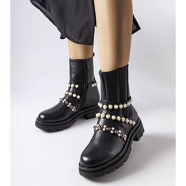 Bottines noires ornées de perles Callicratide le noir 1