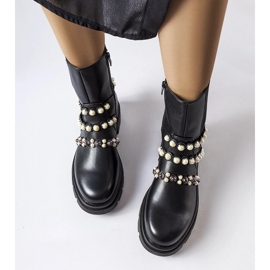 Bottines noires ornées de perles Callicratide le noir 2