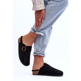 FB2 Tongs Femme En Daim Avec Fourrure Noir Haidamia le noir 3