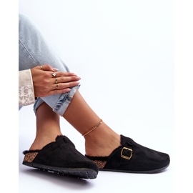 FB2 Tongs Femme En Daim Avec Fourrure Noir Haidamia le noir 6
