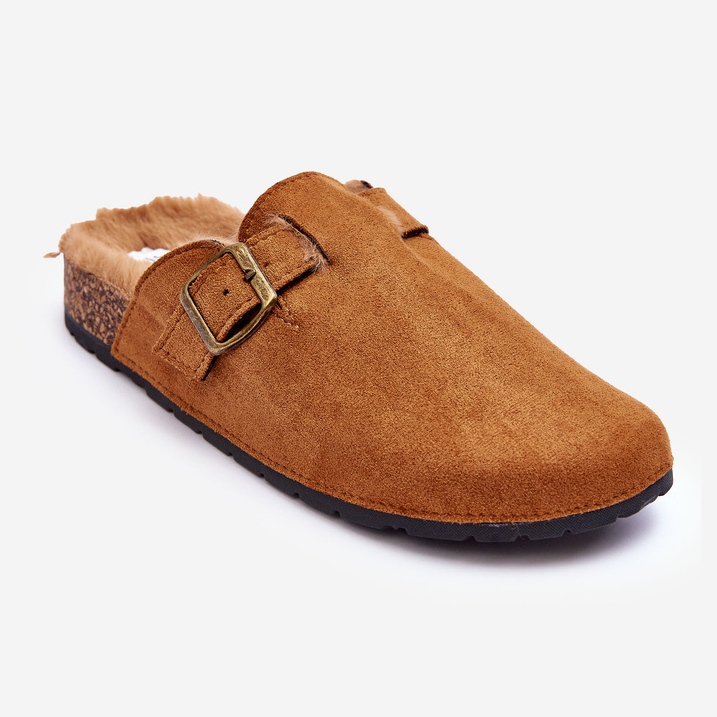 Tongs Femme En Daim Avec Fourrure, Marron Haidamia brun 1