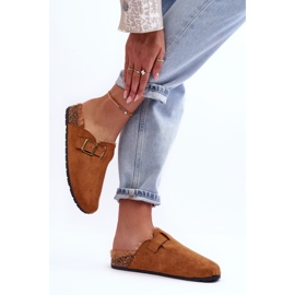 Tongs Femme En Daim Avec Fourrure, Marron Haidamia brun 4
