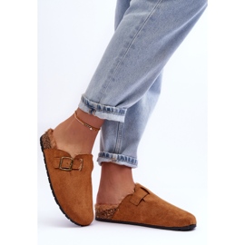 Tongs Femme En Daim Avec Fourrure, Marron Haidamia brun 3