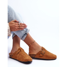 Tongs Femme En Daim Avec Fourrure, Marron Haidamia brun 6