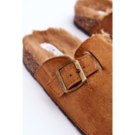 Tongs Femme En Daim Avec Fourrure, Marron Haidamia brun 2