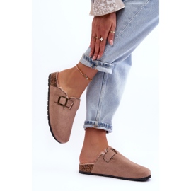 Tongs Femme En Daim Avec Fourrure Beige Haidamia 4