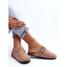 Tongs Femme En Daim Avec Fourrure Beige Haidamia 6