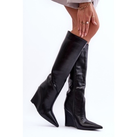 Bottines Compensées En Cuir Noir Delinn le noir 3