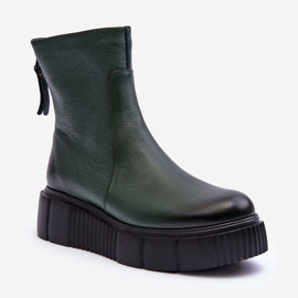 Lemar Bottes en cuir pour femmes sur la plateforme verte Jenefer 2
