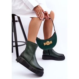 Lemar Bottes en cuir pour femmes sur la plateforme verte Jenefer 4