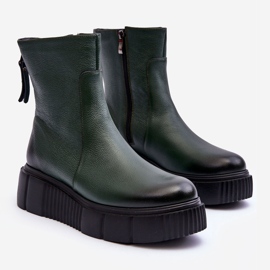 Lemar Bottes en cuir pour femmes sur la plateforme verte Jenefer 3