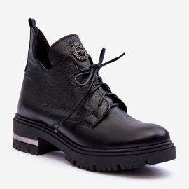 Lemar Bottines Plates En Cuir Femme Noir Charline le noir 1
