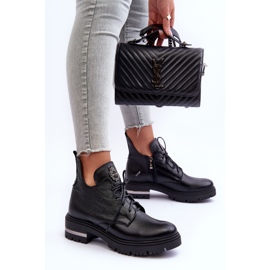 Lemar Bottines Plates En Cuir Femme Noir Charline le noir 8