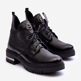 Lemar Bottines Plates En Cuir Femme Noir Charline le noir 2