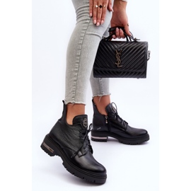Lemar Bottines Plates En Cuir Femme Noir Charline le noir 7