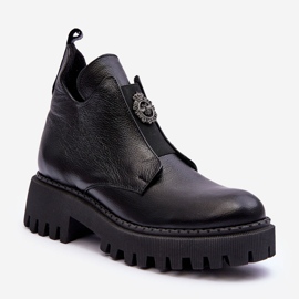 Lemar Bottines En Cuir Pour Femme Avec Décoration Noir Lusanna le noir 1