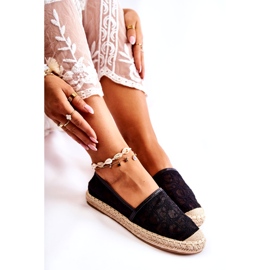 S.Barski Espadrilles ajourées classiques pour femme, noires 4