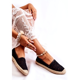 S.Barski Espadrilles ajourées classiques pour femme, noires 3