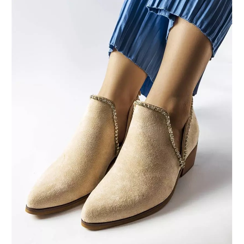 Bottines beiges ornées de strass Ditten 1