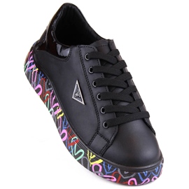 Chaussures en cuir pour femmes sur plateforme noire colorée Filippo DP4480 le noir 1