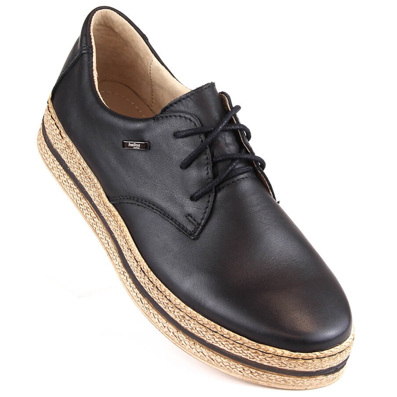 Chaussures confortables en cuir pour femmes sur plateforme noire, Helios 380.011 beige 1