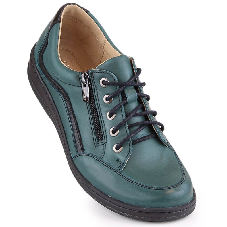 Chaussures confortables en cuir pour femmes, vertes Helios 411 2