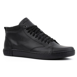 Polbut Baskets en cuir pour hommes 2108, noires le noir 1