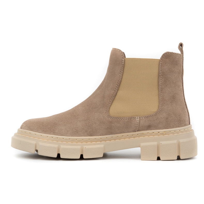 WASAK Bottines Chelsea à enfiler en cuir pour femme 0708W, beige 1