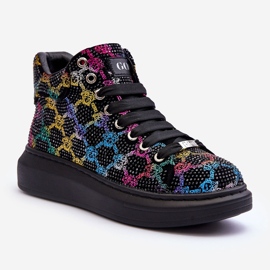 Chaussures de sport sur la plateforme strass GOE MM2N4009 noir 1