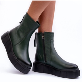 Lemar Bottes en cuir pour femmes sur la plateforme verte Jenefer 10