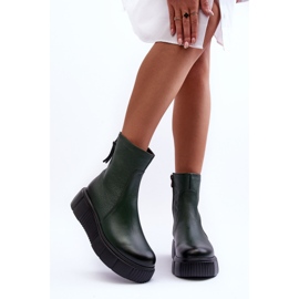 Lemar Bottes en cuir pour femmes sur la plateforme verte Jenefer 1