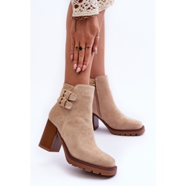 Bottes à Talons Hauts en Daim Beige Makeline 6