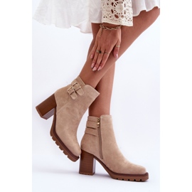 Bottes à Talons Hauts en Daim Beige Makeline 7