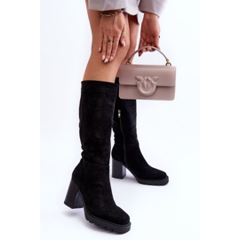 FJ1 Bottes en daim Virdana noires à talons massifs le noir 4