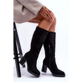 FJ1 Bottes en daim Virdana noires à talons massifs le noir 5