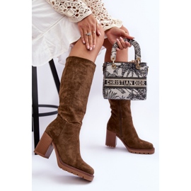 FJ1 Virdana – bottes en daim olive à talons massifs vert 5