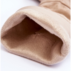 Bottes en daim beige Virdana à talons massifs 6