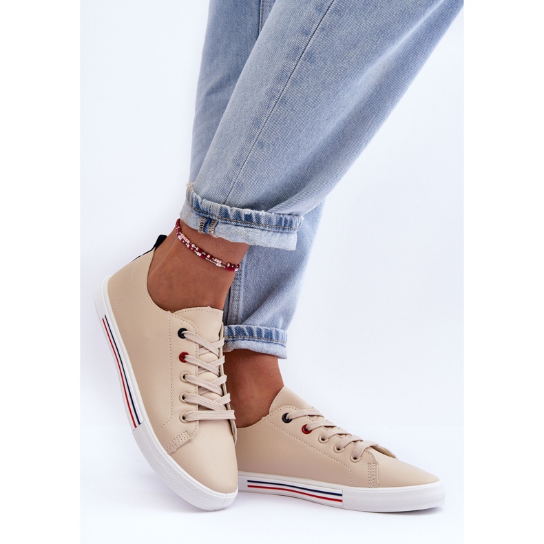 PE1 Chaussures de Sport en Cuir pour Femme Beige Mosaia 1