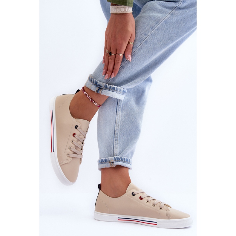 PE1 Chaussures de Sport en Cuir pour Femme Beige Mosaia 2