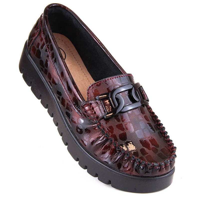 Chaussures en cuir, mocassins pour femmes sur la plateforme bordeaux Filippo DP3334 noir 1