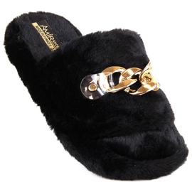 Chaussons de maison en peluche pour femmes avec chaîne, noirs T.Sokolski KAP-158 2