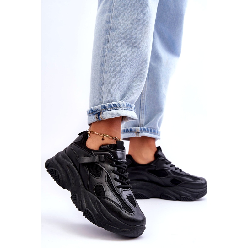 PA1 Baskets à plateforme épaisses pour femmes Noir Agnenia 2