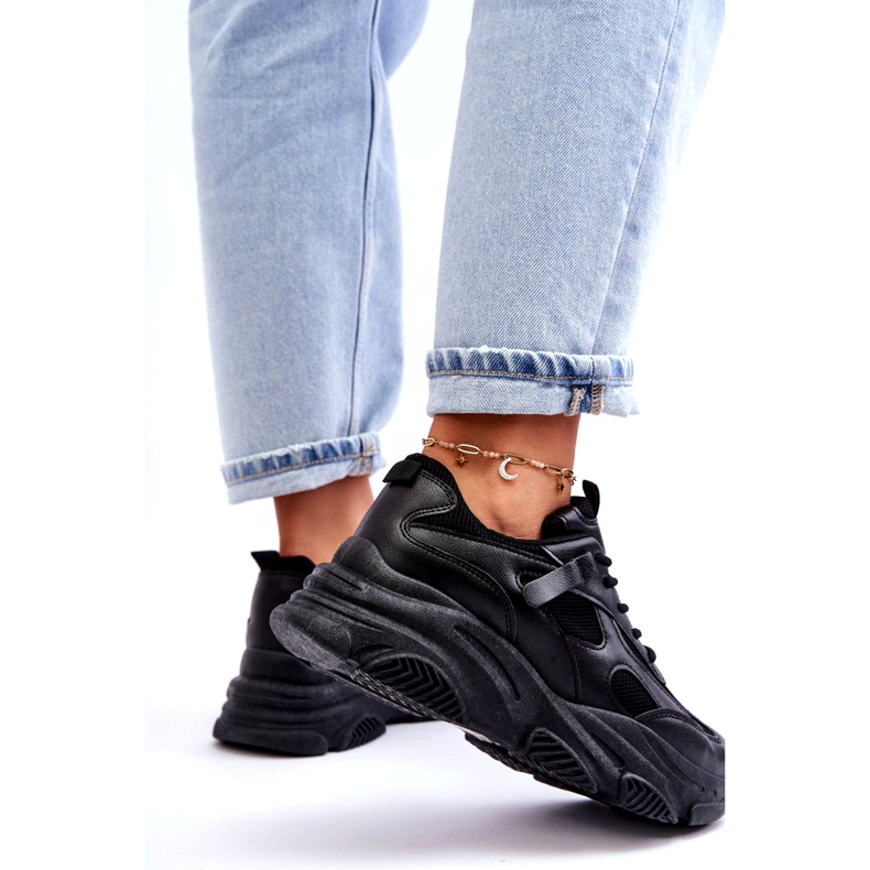 PA1 Baskets à plateforme épaisses pour femmes Noir Agnenia 3
